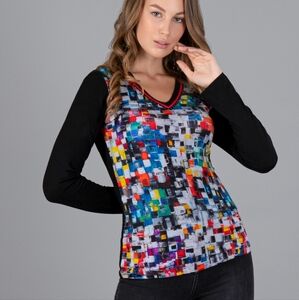 Dolcezza Simply Art | Heads UP Multi Color Top  NWT